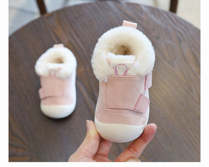 Cozy Toddler Winter Shoes with Fur Lining – Non-Slip Velcro Baby Sneakers