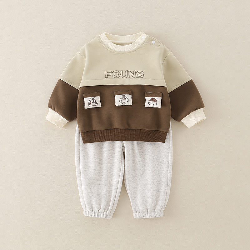 Baby & Toddler Animal Print 2-Piece Cotton Set | Sweatshirt & Pants in Playful Cartoon Designs