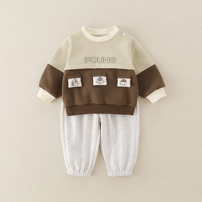 Baby & Toddler Animal Print 2-Piece Cotton Set | Sweatshirt & Pants in Playful Cartoon Designs