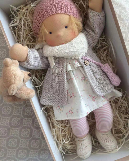 Handmade Curly Girl Plush Doll – 30cm Velvet Stuffed Toy with Clothes