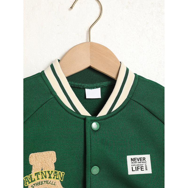 Toddler Unisex Varsity Embroidered Letter Jacket – Soft, Sporty & Play-Ready