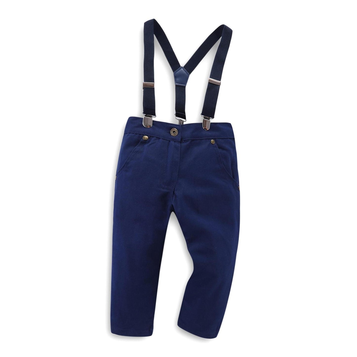 Little Gentleman Suspender Suit Set for Boys – Classic Shirt & Pants Outfit for Special Occasions