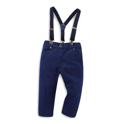 Little Gentleman Suspender Suit Set for Boys – Classic Shirt & Pants Outfit for Special Occasions