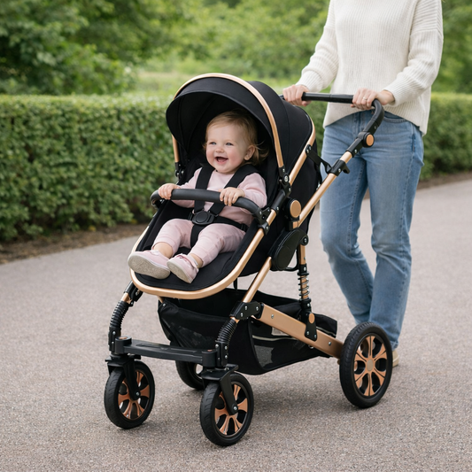 Luxury 3-in-1 Baby Stroller Travel System with Isofix Base – Reversible, Foldable Pram (Newborn to Toddler)