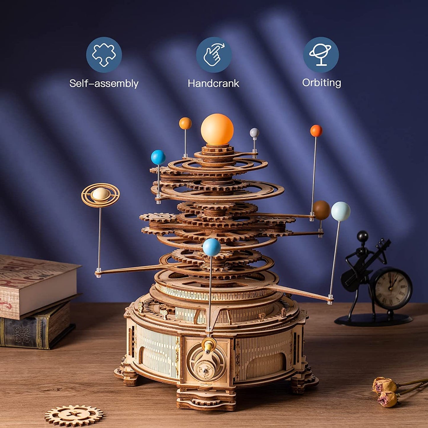 ROKR Mechanical Orrery 3D Wooden Puzzle – 316-Piece Rotatable Model Building Kit