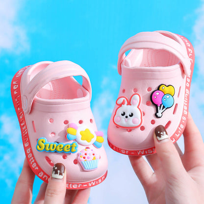 Kids' Cartoon Clog Sandals – Lightweight EVA Slip-On Shoes with Charm Decorations for Toddlers & Little Kids