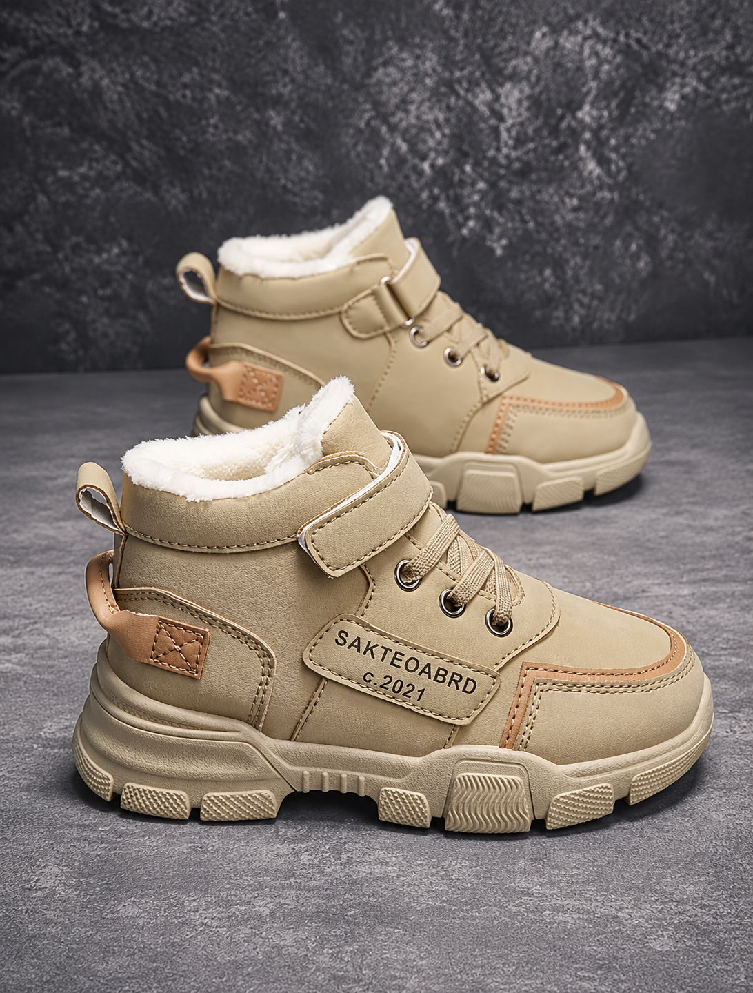 Plush-Lined Chunky Ankle Winter Boots for Kids