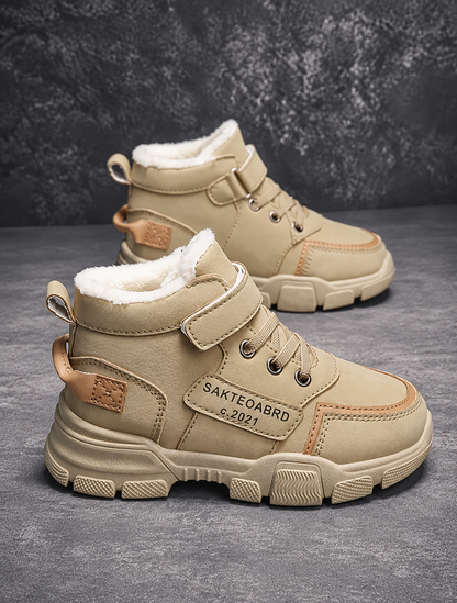 Plush-Lined Chunky Ankle Winter Boots for Kids