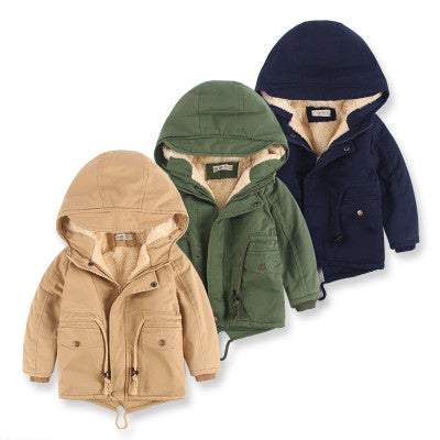 Boys Hooded Winter Coat – Warm Cotton-Lined Jacket for Toddlers & Kids
