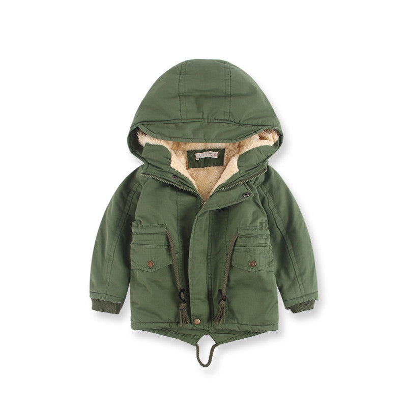 Boys Hooded Winter Coat – Warm Cotton-Lined Jacket for Toddlers & Kids