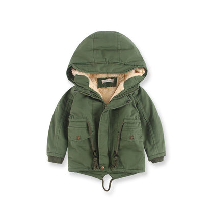 Boys Hooded Winter Coat – Warm Cotton-Lined Jacket for Toddlers & Kids