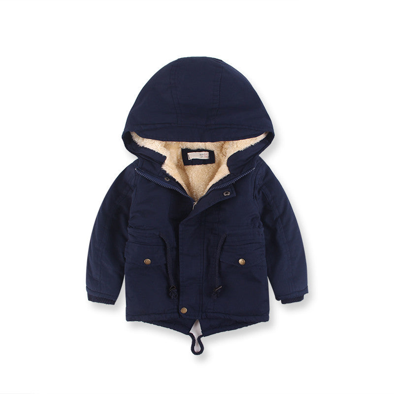 Boys Hooded Winter Coat – Warm Cotton-Lined Jacket for Toddlers & Kids