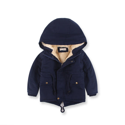 Boys Hooded Winter Coat – Warm Cotton-Lined Jacket for Toddlers & Kids