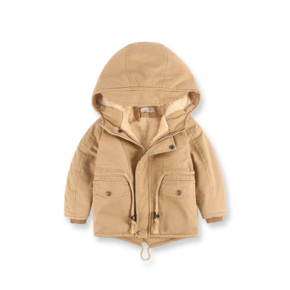 Boys Hooded Winter Coat – Warm Cotton-Lined Jacket for Toddlers & Kids