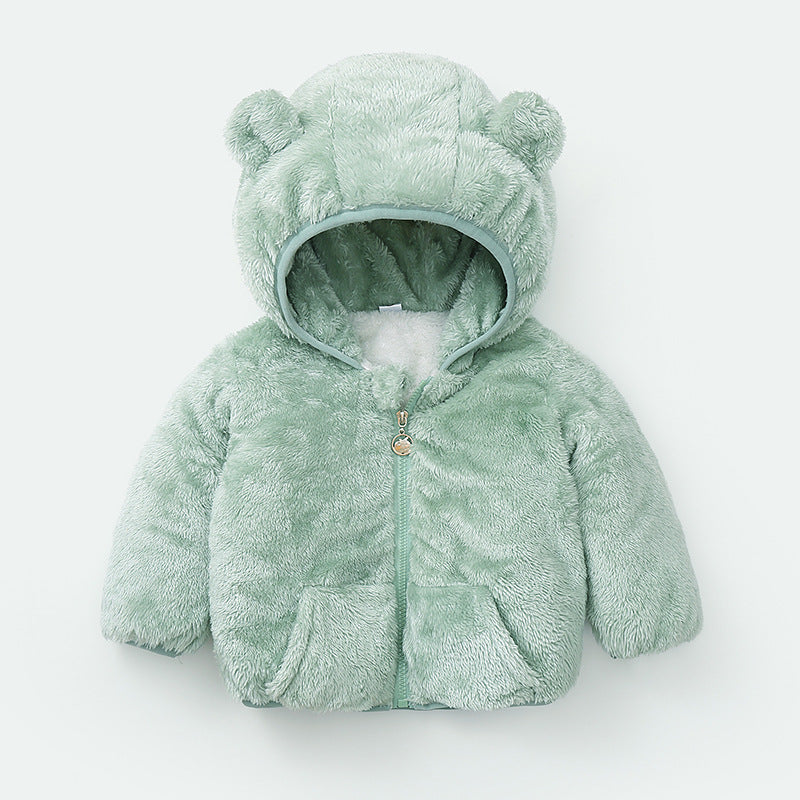 Cozy Bear Hood Fleece Baby Jacket – Warm Winter Zip-Up with Ears