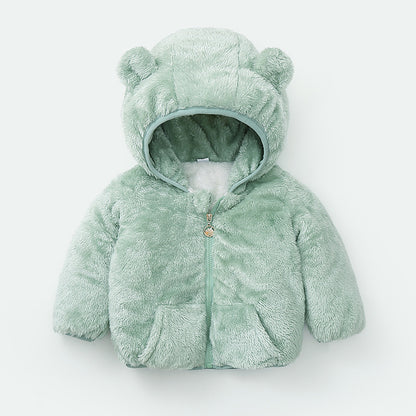 Cozy Bear Hood Fleece Baby Jacket – Warm Winter Zip-Up with Ears