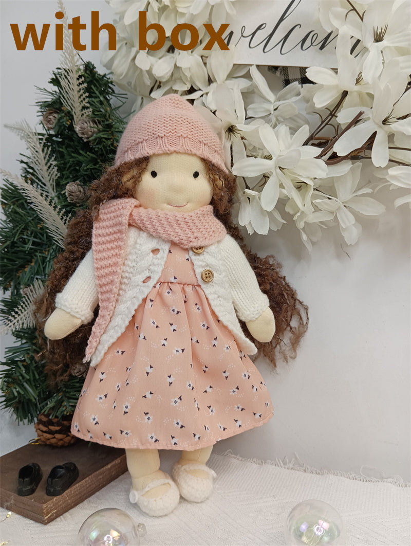 Handmade Curly Girl Plush Doll – 30cm Velvet Stuffed Toy with Clothes