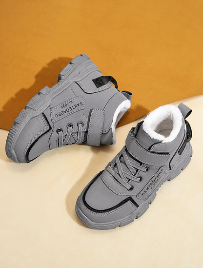 Plush-Lined Chunky Ankle Winter Boots for Kids