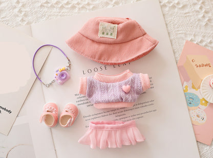 5-Piece Doll Clothes & Accessories Set – Hat, Shoes & Outfit for 15–17cm LABUBU Dolls