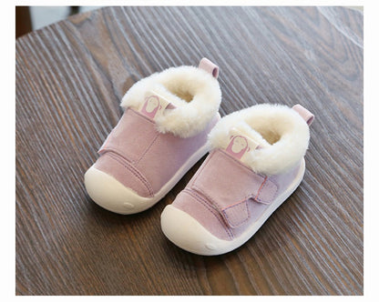 Cozy Toddler Winter Shoes with Fur Lining – Non-Slip Velcro Baby Sneakers
