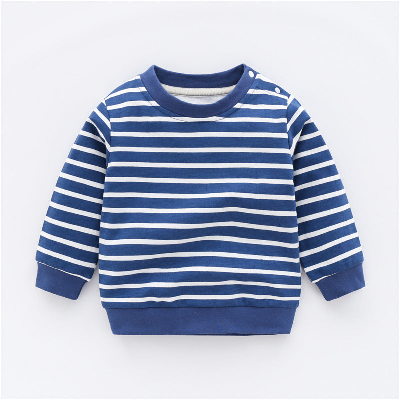 Baby & Toddler Striped Sweatshirt Pullover (Soft Cotton-Blend) – Easy-On Snap Shoulder