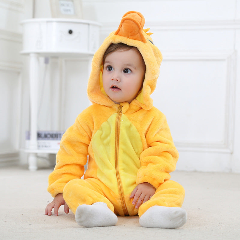 Cozy Animal Hooded Baby Romper – Soft Fleece One-Piece for Fall & Winter (0–3 Years)