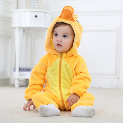 Cozy Animal Hooded Baby Romper – Soft Fleece One-Piece for Fall & Winter (0–3 Years)