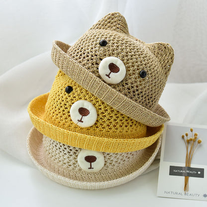 Baby Bear Bucket Sun Hat (Breathable) – Soft Woven Summer Hat for Little Kids