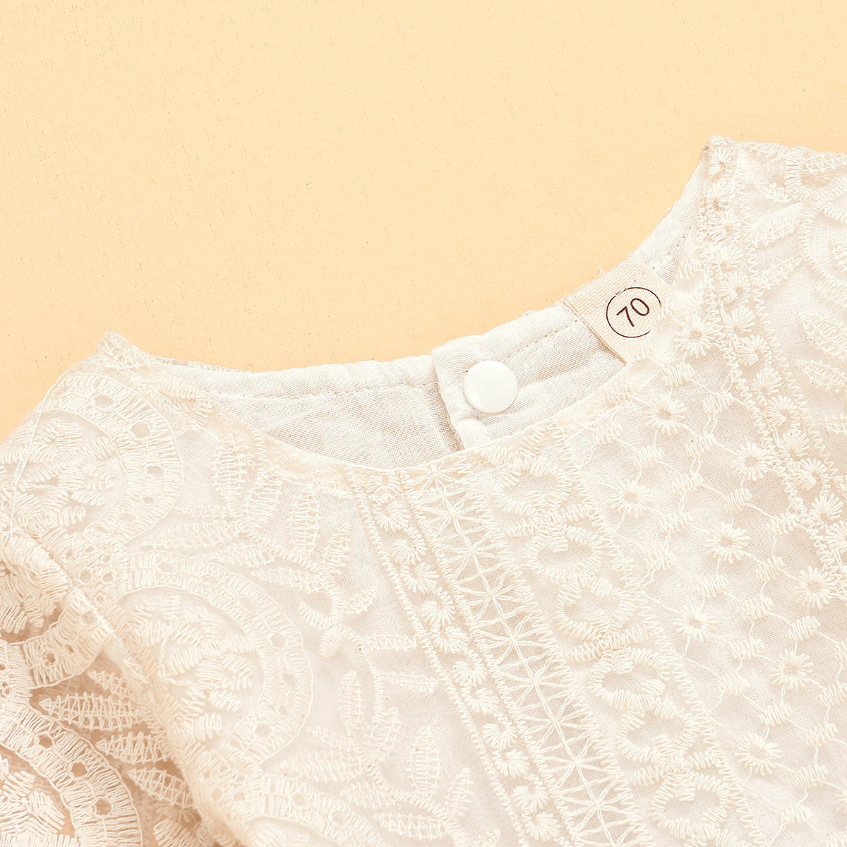 Lace Baby Girl Romper Dress with Flutter Sleeves – Soft Cotton Outfit (0–24 Months)