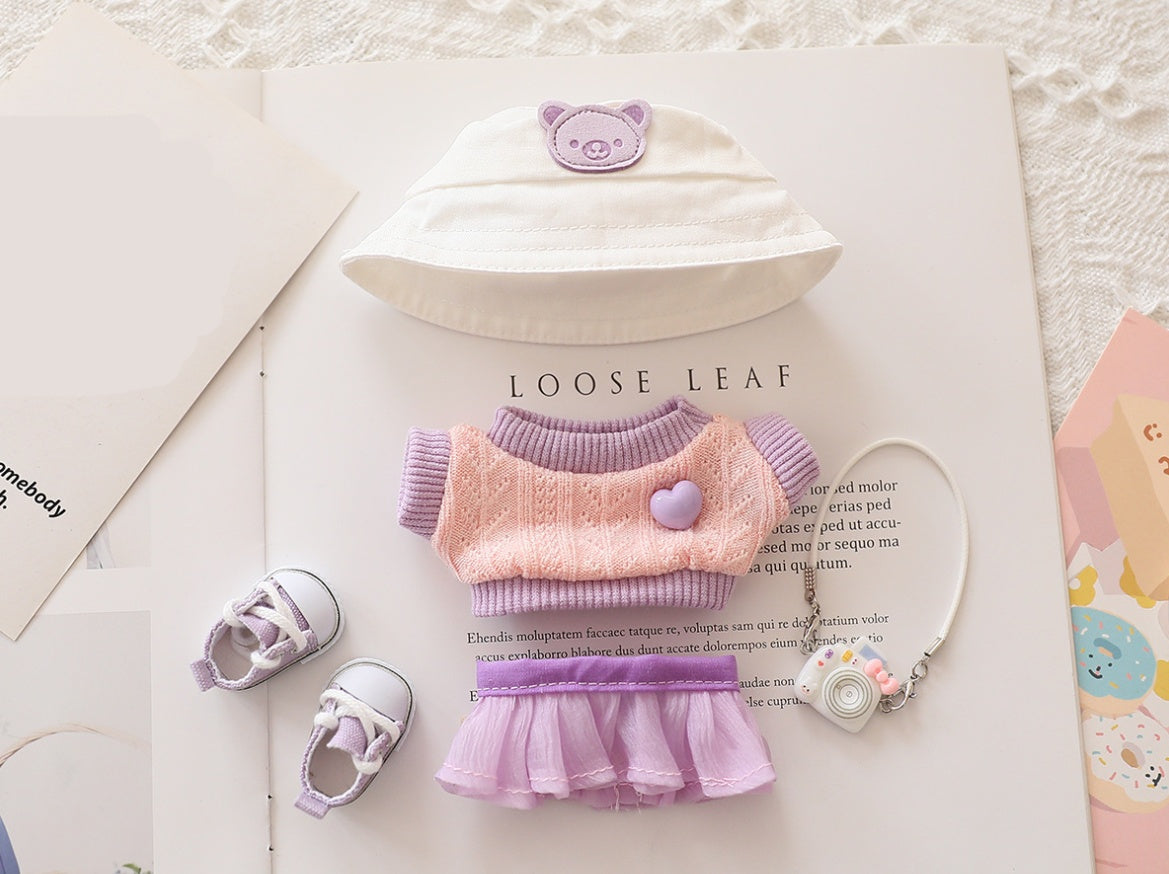 5-Piece Doll Clothes & Accessories Set – Hat, Shoes & Outfit for 15–17cm LABUBU Dolls