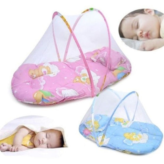 Foldable Baby Mosquito Net Bed – Portable Infant Sleep Tent with Soft Cushion