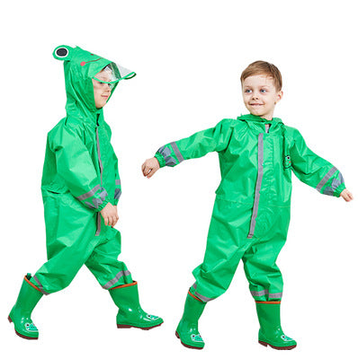 Animal Character One-Piece Rain Suit for Kids – Full-Body Waterproof Coverall