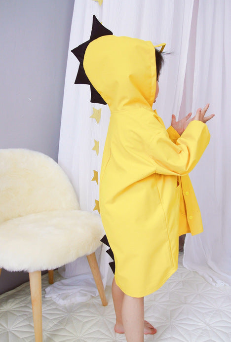 Dinosaur Spike Hooded Raincoat for Kids – Waterproof Rain Jacket with 3D Back Spines