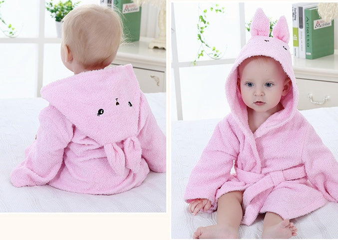 Baby Hooded Bathrobe – Cute Animal Cotton Bath Towel for Infants & Toddlers