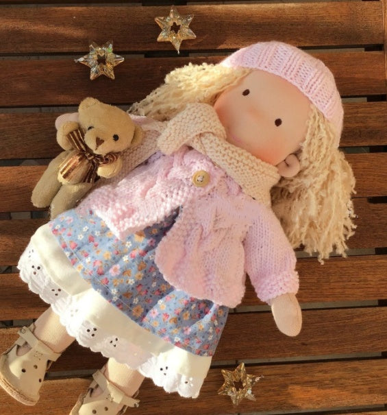 Handmade Curly Girl Plush Doll – 30cm Velvet Stuffed Toy with Clothes