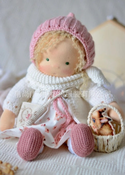 Handmade Curly Girl Plush Doll – 30cm Velvet Stuffed Toy with Clothes