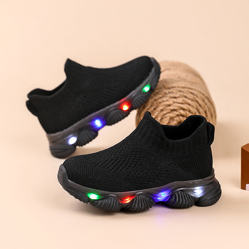 Kids’ Ultra-Light LED Knit Sneakers – Breathable, Soft-Soled & Glow-Step Design