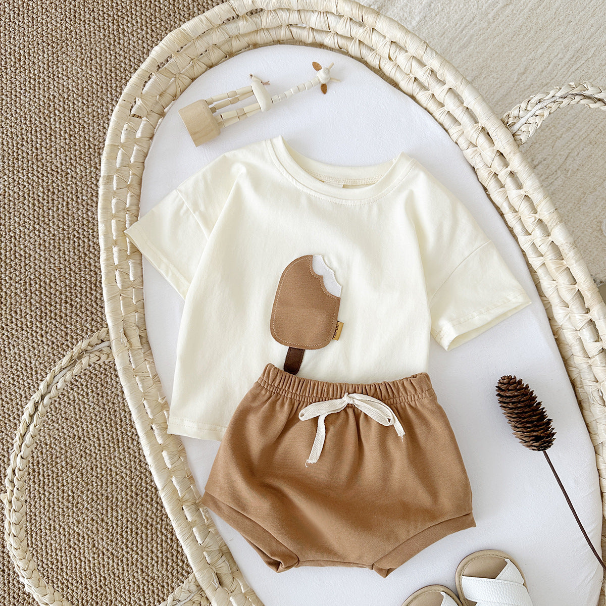 Ice Cream Patch Summer Top & Shorts Set | 0-3-Y Baby Sizes