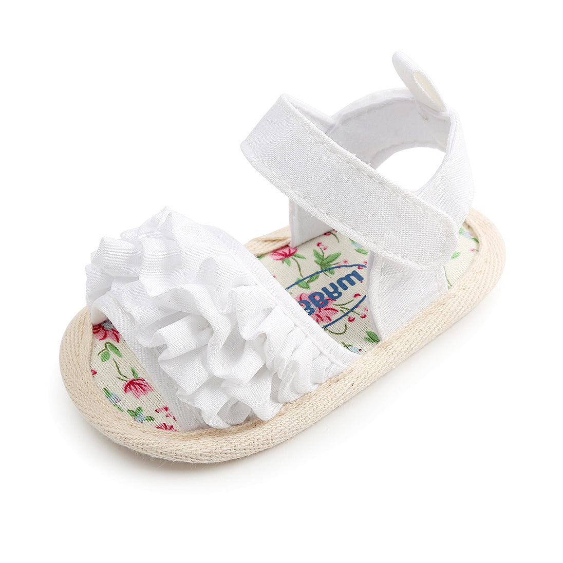 Baby Girl Soft Sole Sandals with Ruffle Detail – First Walkers