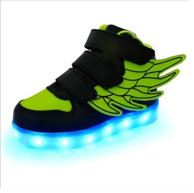 LED Light-Up Wing Sneakers for Kids – USB Rechargeable Flashing Shoes with Angel Wings for Boys & Girls
