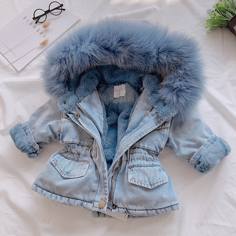 Little Baby Cozy Denim Hooded Coat (Warm Lined | Fall & Winter Essential)