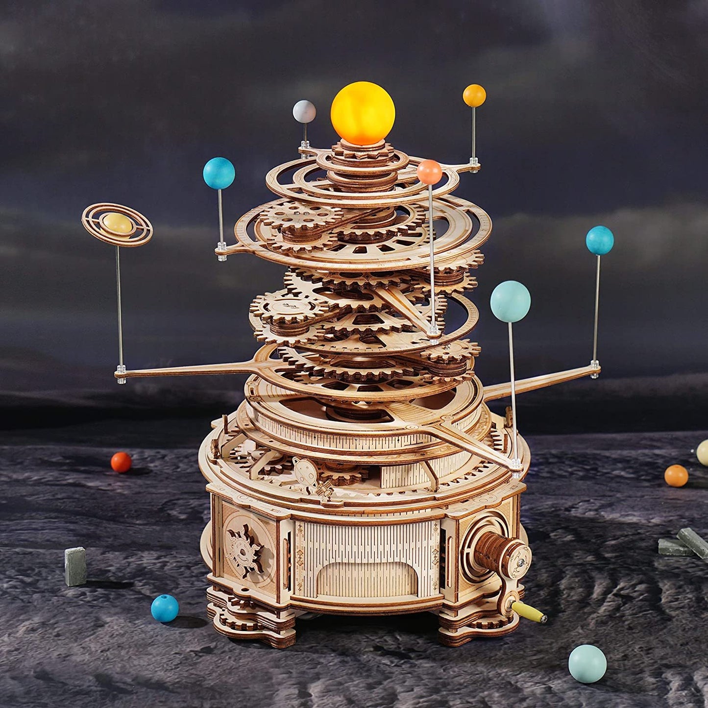 ROKR Mechanical Orrery 3D Wooden Puzzle – 316-Piece Rotatable Model Building Kit