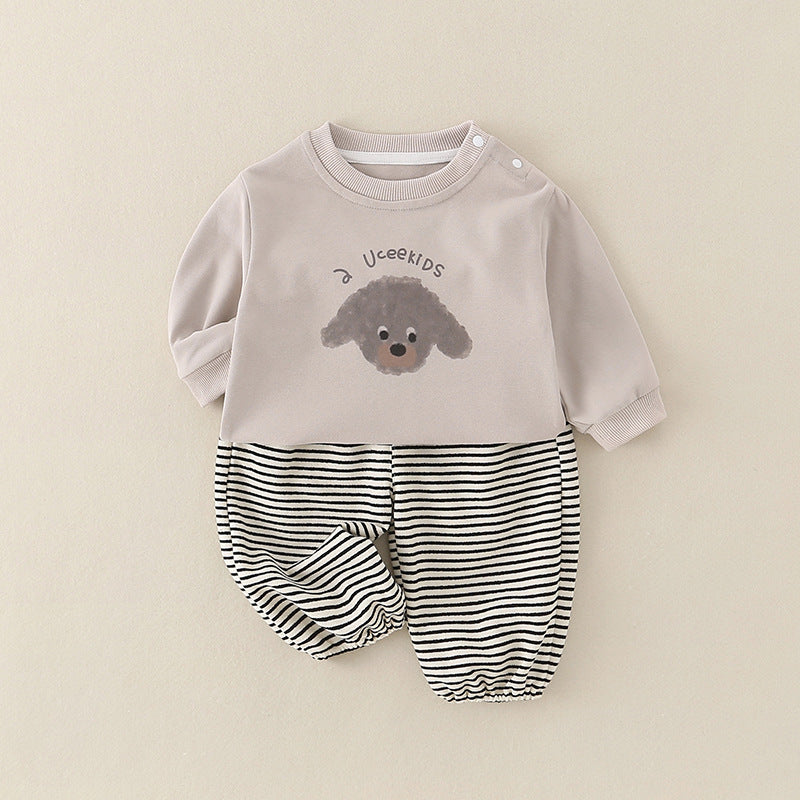 Baby & Toddler Animal Print 2-Piece Cotton Set | Sweatshirt & Pants in Playful Cartoon Designs