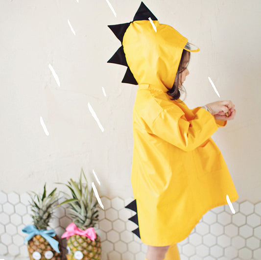 Dinosaur Spike Hooded Raincoat for Kids – Waterproof Rain Jacket with 3D Back Spines