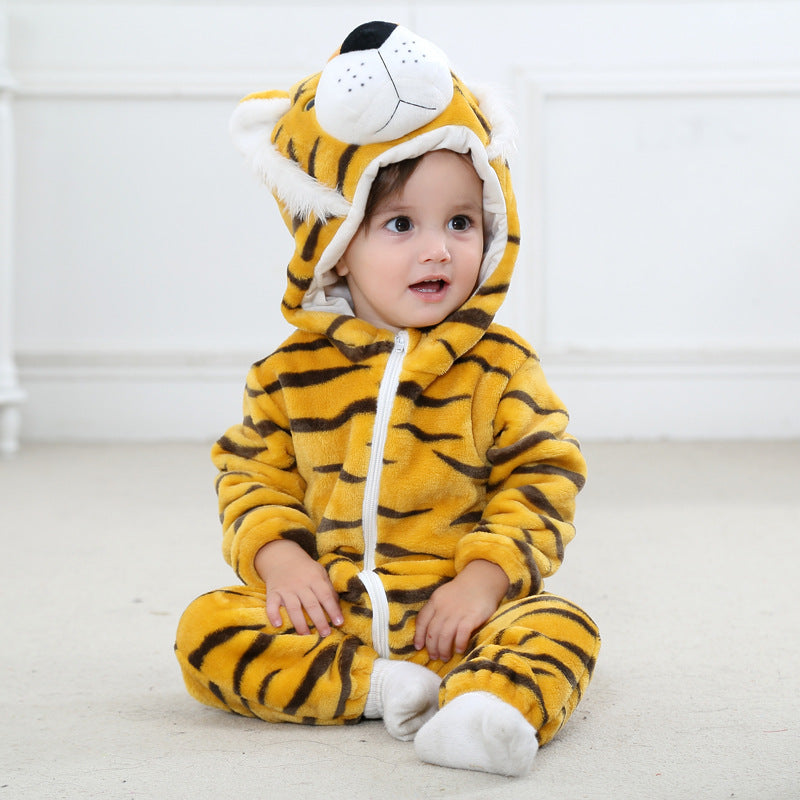 Cozy Animal Hooded Baby Romper – Soft Fleece One-Piece for Fall & Winter (0–3 Years)