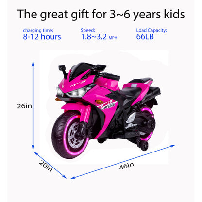 12V Kids Electric Motorcycle Ride-On Toy with Training Wheels