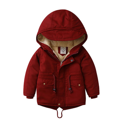 Boys Hooded Winter Coat – Warm Cotton-Lined Jacket for Toddlers & Kids
