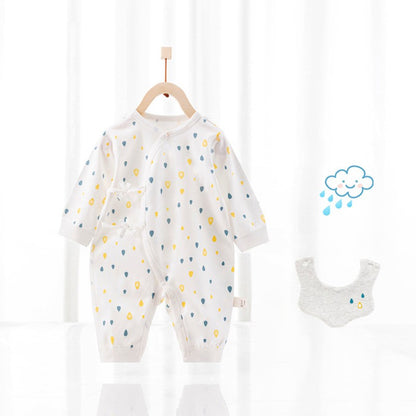 Cotton Wrap-Style Baby Romper with Matching Bib – Soft One-Piece for Newborns (0-6 Months)