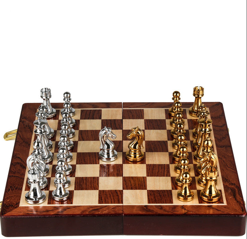 Premium Metal Chess Set for Kids & Families – Foldable Board with Gift Box