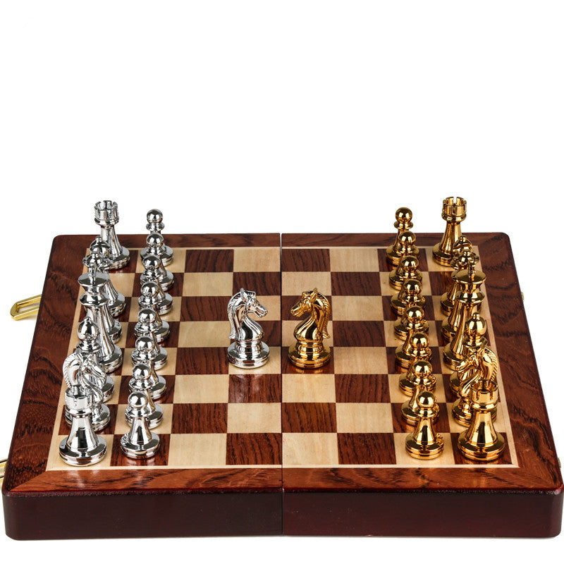 Premium Metal Chess Set for Kids & Families – Foldable Board with Gift Box